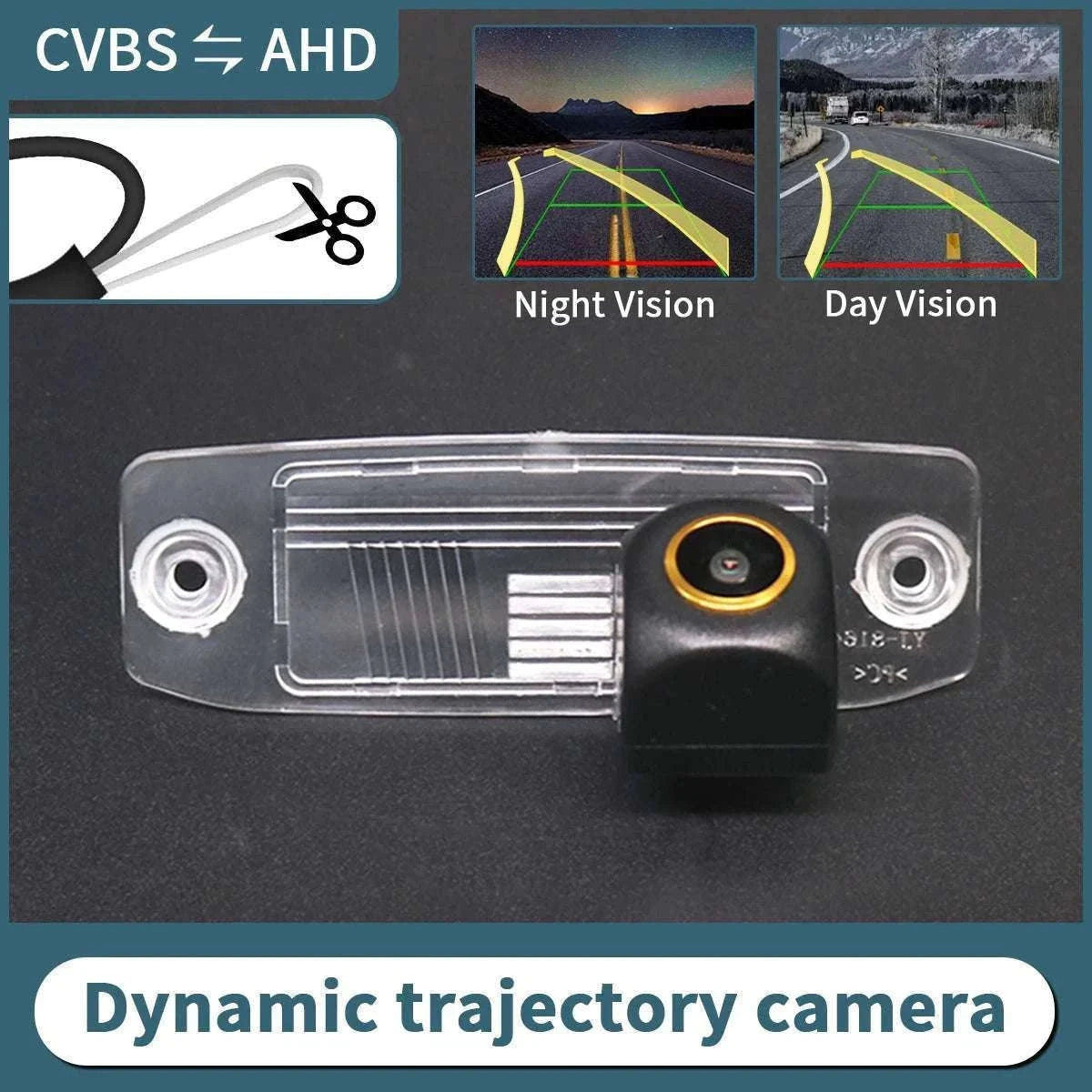 AHD Reverse Camera with Dynamic Trajectory for Kia Models-CVBS-AHD / 12 V