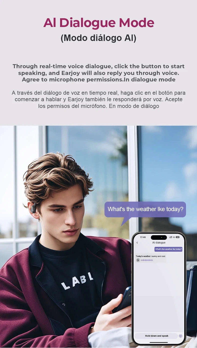 AI Earphone Translator Erazer XP6 Bluetooth Earphones-black AI Chat / China Mainland