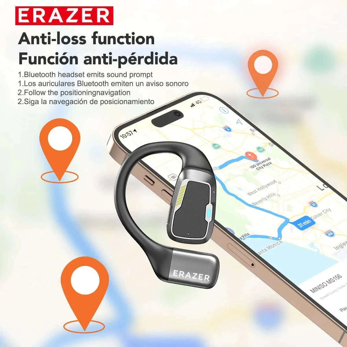 AI Earphone Translator Erazer XP6 Bluetooth Earphones-black AI Chat / China Mainland