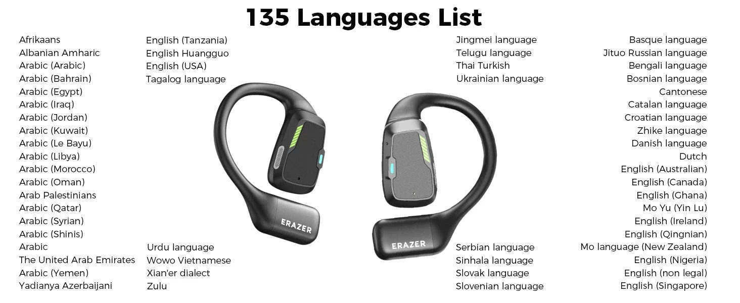 AI Earphone Translator Erazer XP6 Bluetooth Earphones-black AI Chat / China Mainland