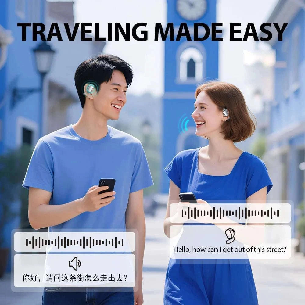 AI Language Translation Earbuds for Real-Time Conversations-Blue