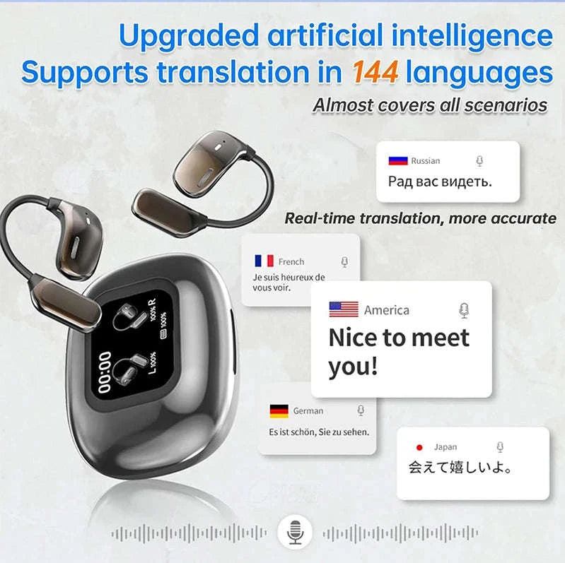 AI Language Translation Earbuds With Real-Time Wireless Communication-Blue
