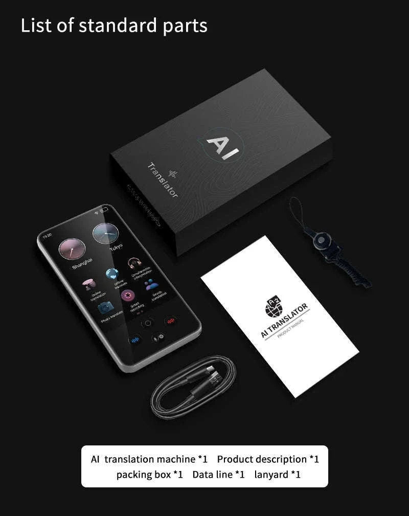 AI Language Translator Device with Real-Time Voice & Photo Translation-Gray / China Mainland