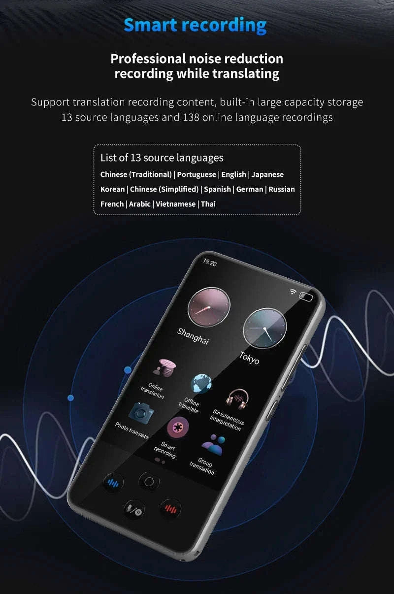 AI Language Translator Device with Real-Time Voice & Photo Translation-Gray / China Mainland