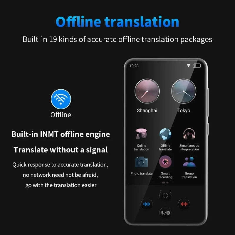 AI Language Translator Device with Real-Time Voice & Photo Translation-Gray / China Mainland