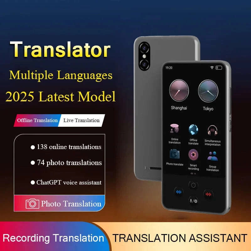 AI Language Translator Device with Real-Time Voice & Photo Translation-Gray / China Mainland