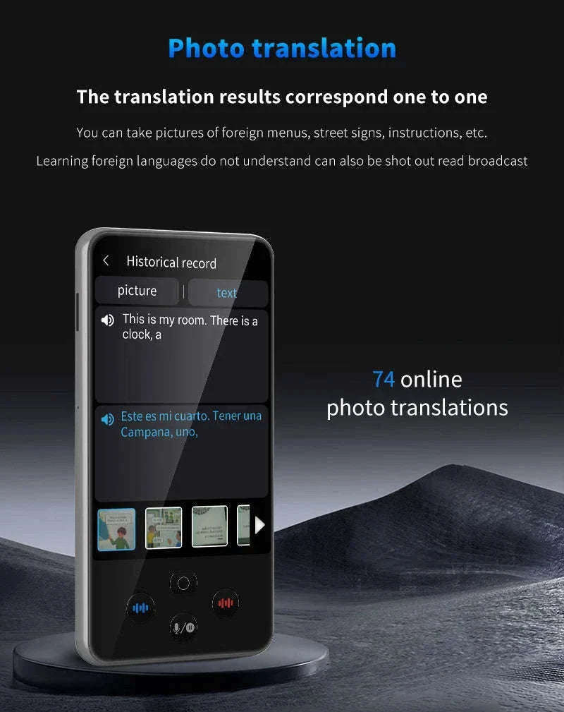AI Language Translator Device with Real-Time Voice & Photo Translation-Gray / China Mainland