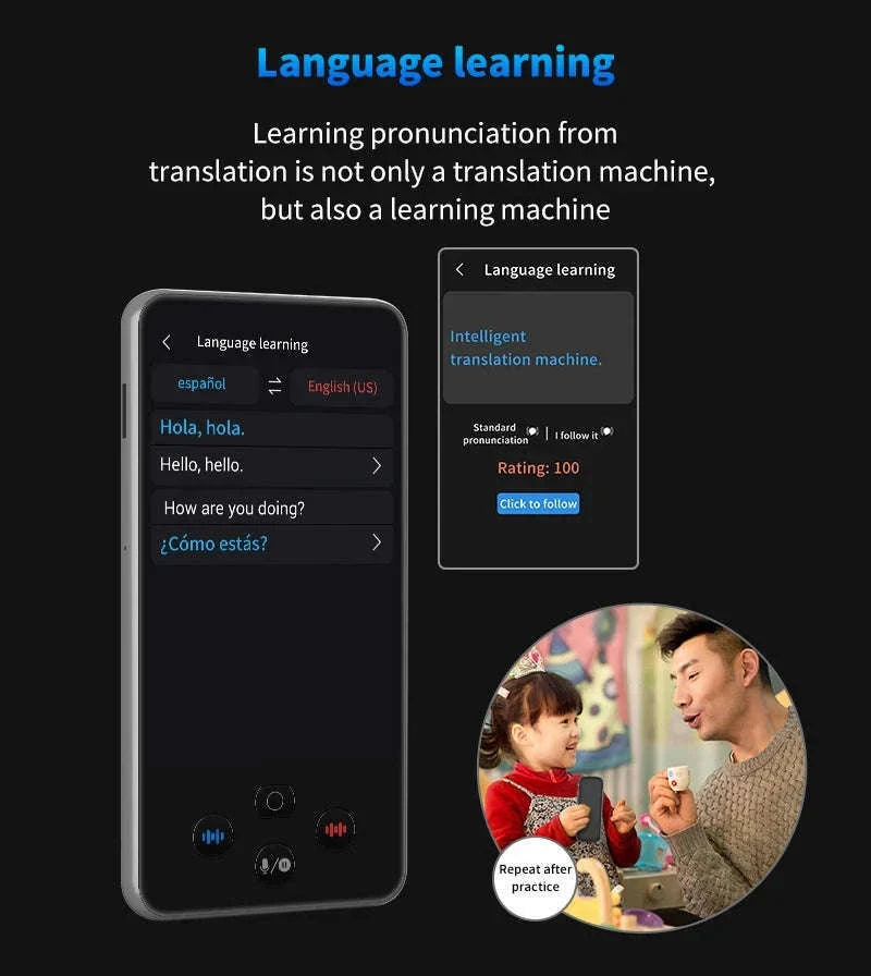 AI Language Translator Device with Real-Time Voice & Photo Translation-Gray / China Mainland