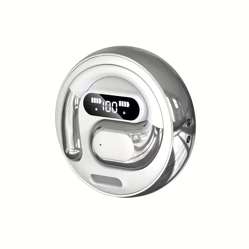 AI Real-Time Translation Earbuds with 100+ Languages & LED Display-White Silver / United States