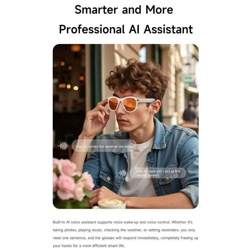 AI Smart Glasses with 8K Camera, Translation & Bluetooth Calls-White Glasses