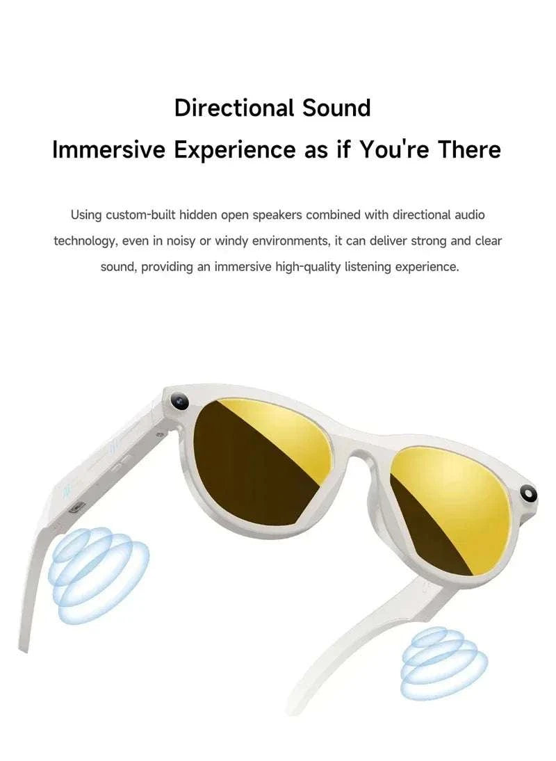 AI Smart Glasses with 8K Camera, Translation & Bluetooth Calls-White Glasses