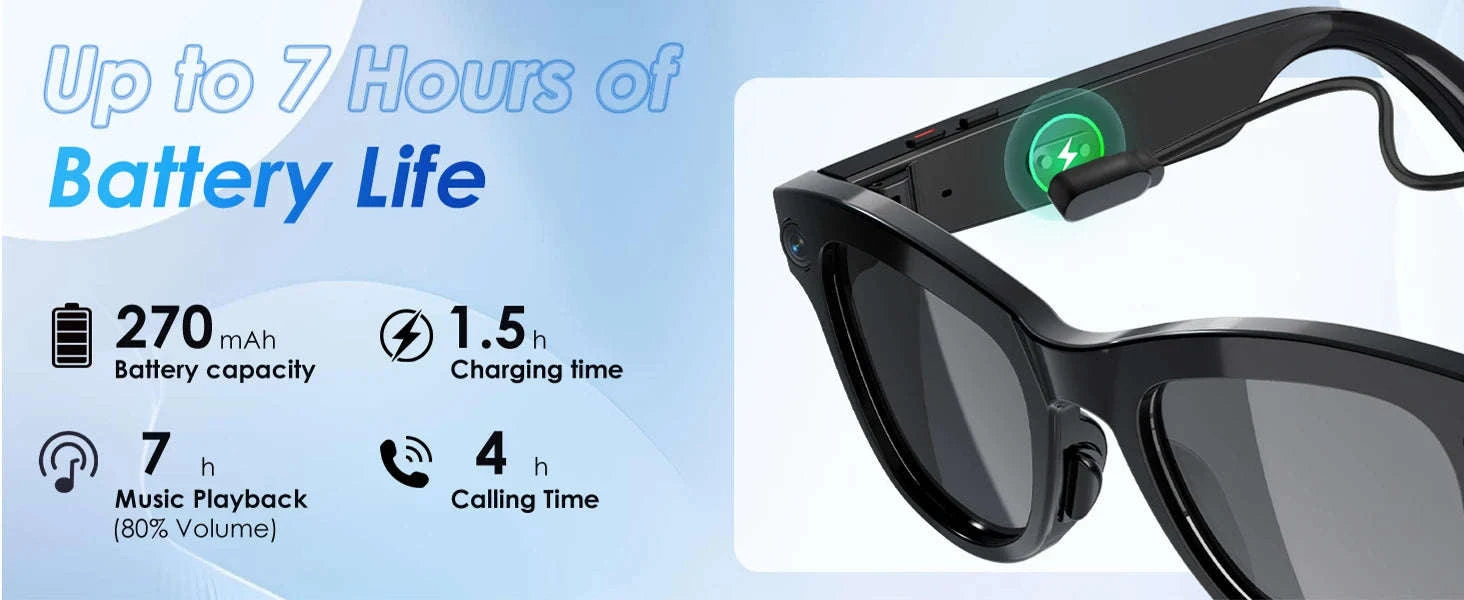 AI Smart Glasses with 8MP Camera, Translator & Open-Ear Audio-Black / United States