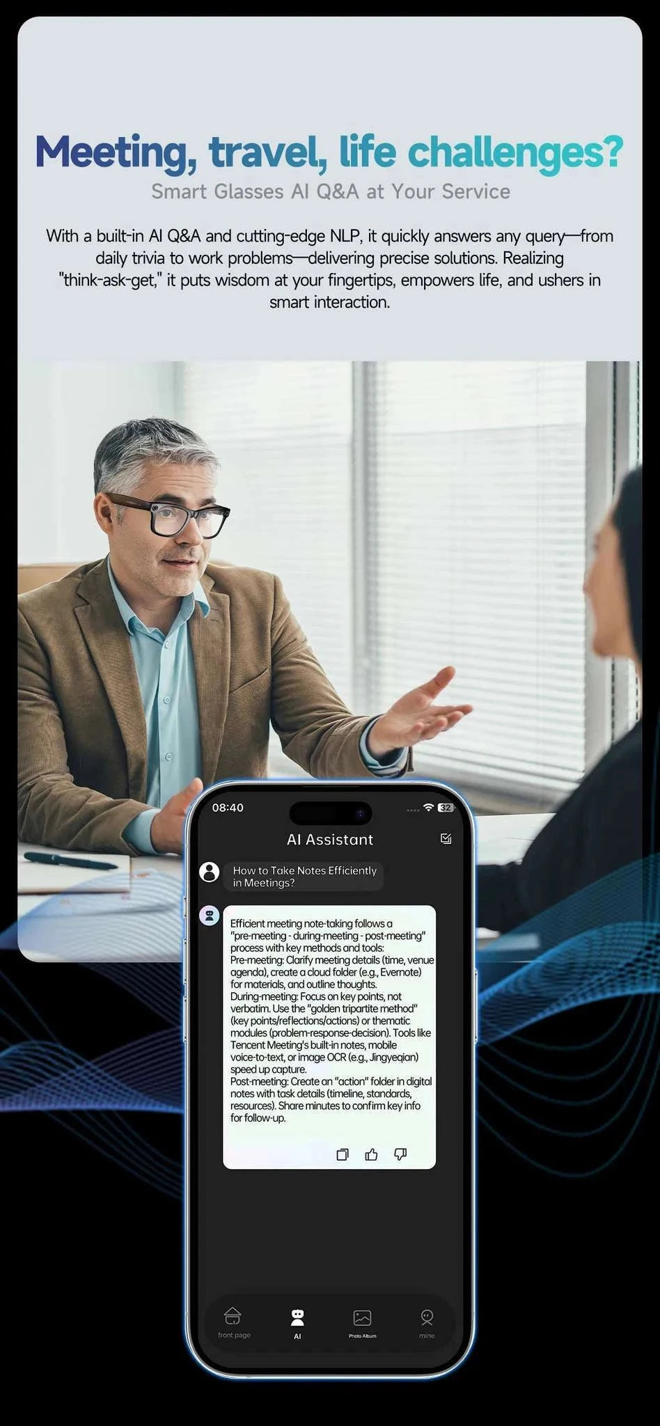 AI Smart Glasses with Camera, Calls, Music & Translation-Red coating