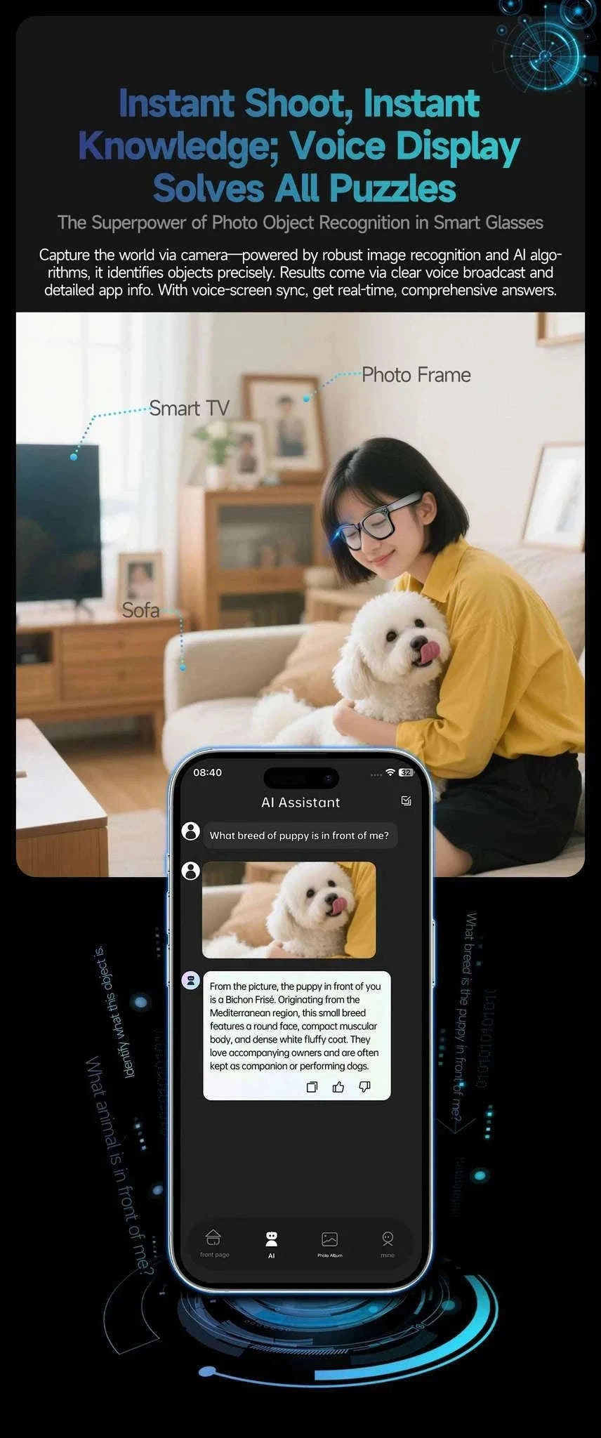 AI Smart Glasses with Camera, Calls, Music & Translation-Red coating