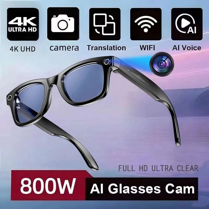 AI Smart Glasses with Camera, Calls, Music & Translation-Red coating