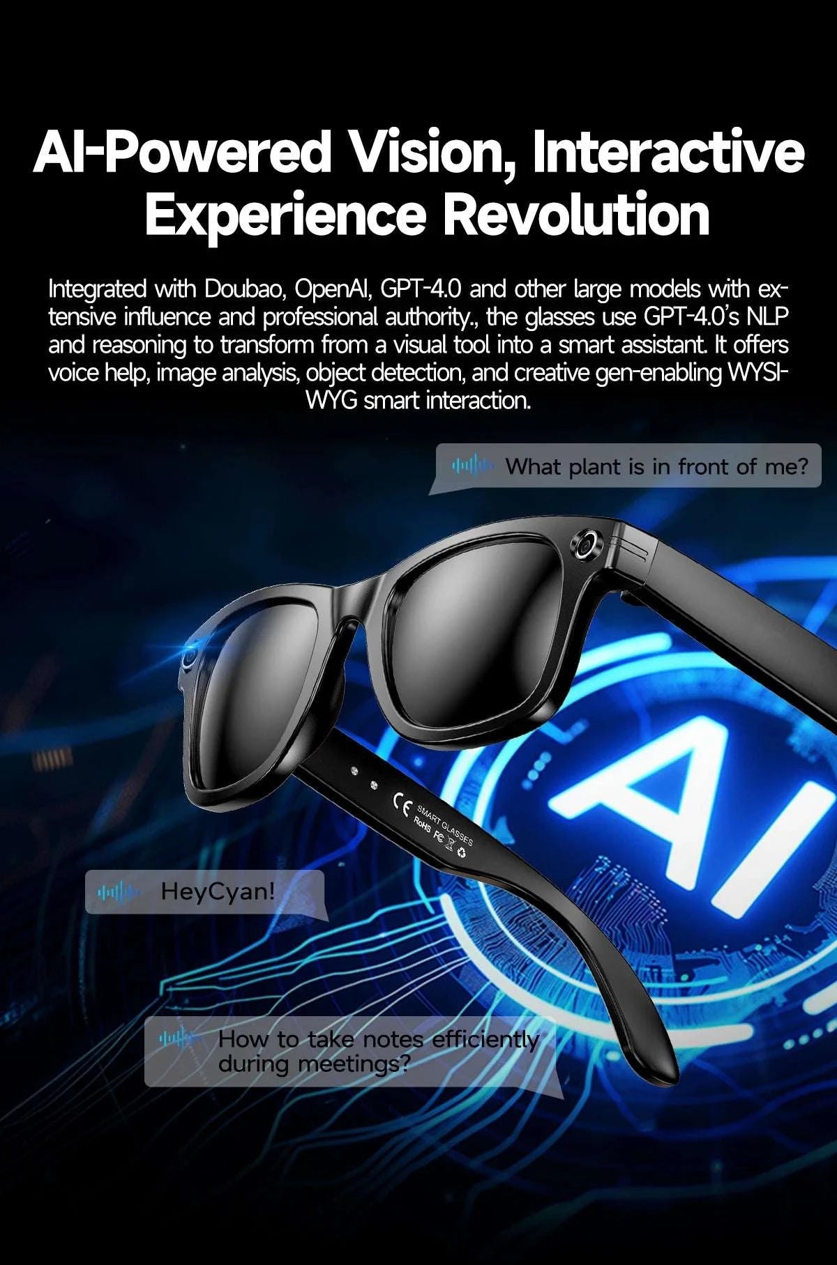 AI Smart Glasses with Camera, Calls, Music & Translation-Red coating