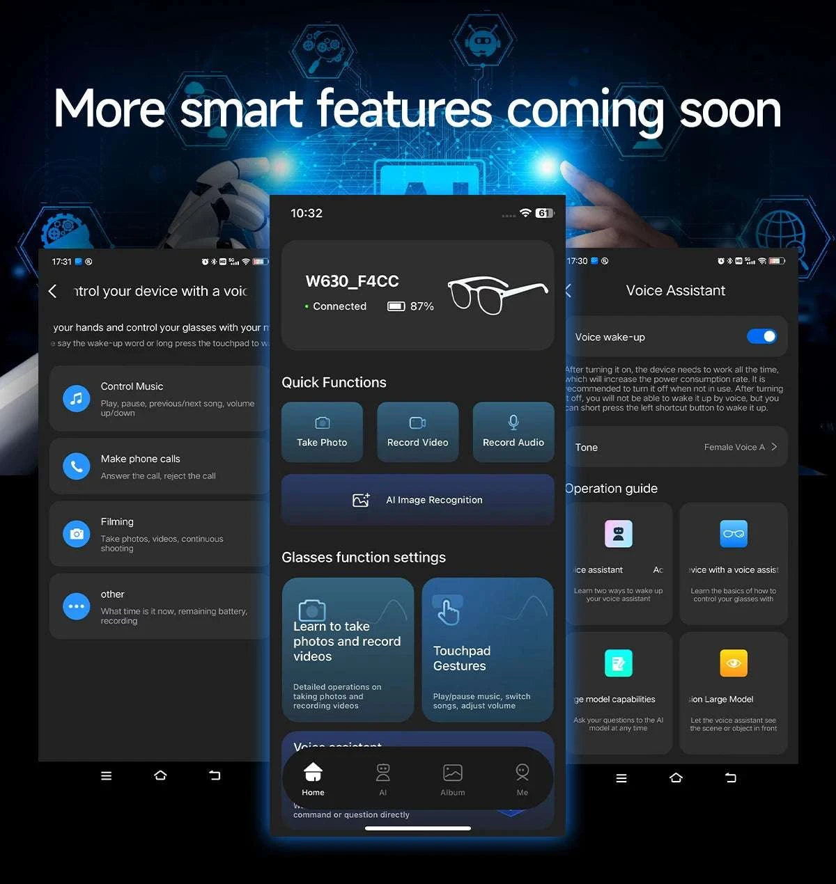 AI Smart Glasses with Camera, Calls, Translation & Audio-Change color