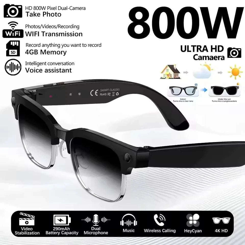 AI Smart Glasses with Camera, Calls, Translation & Audio-Change color