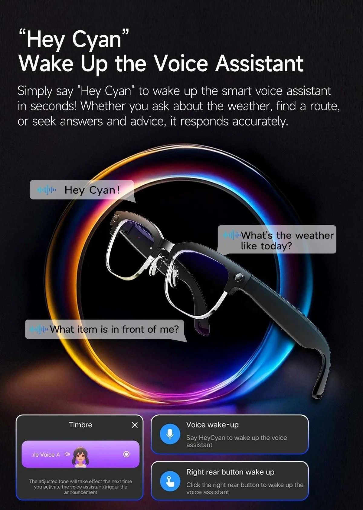 AI Smart Glasses with Camera, Calls, Translation & Audio-Change color
