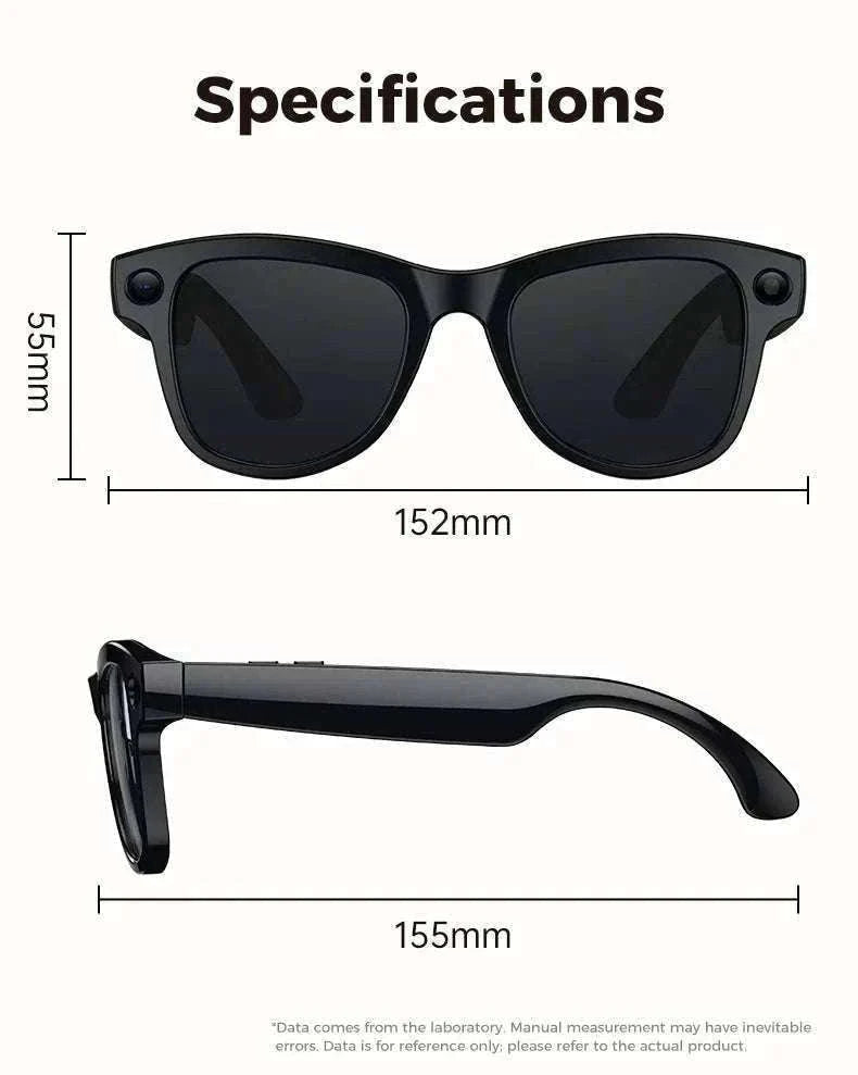 AI Smart Glasses with Camera, Translation & Bluetooth Audio-Black Color change A / CN