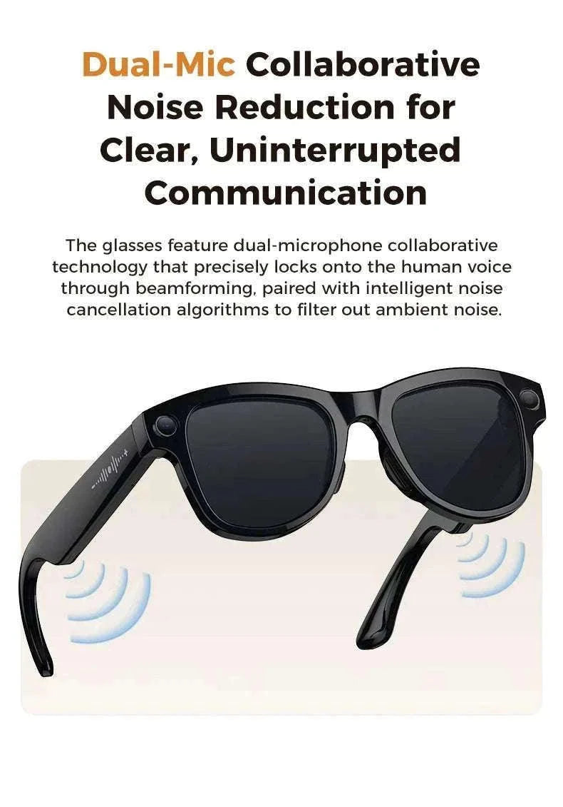 AI Smart Glasses with Camera, Translation & Bluetooth Audio-Black Color change A / CN