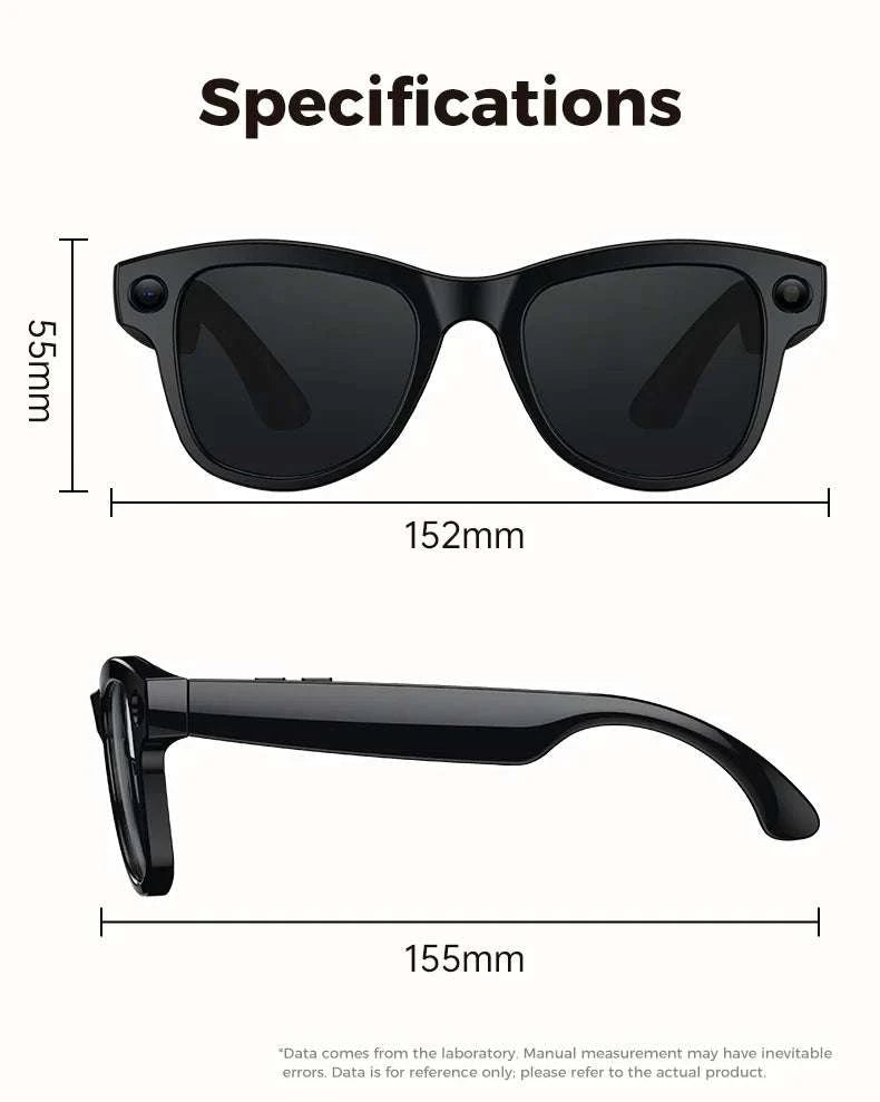 AI Smart Glasses with Camera, Translation & Bluetooth Audio-Black Color change A / CN