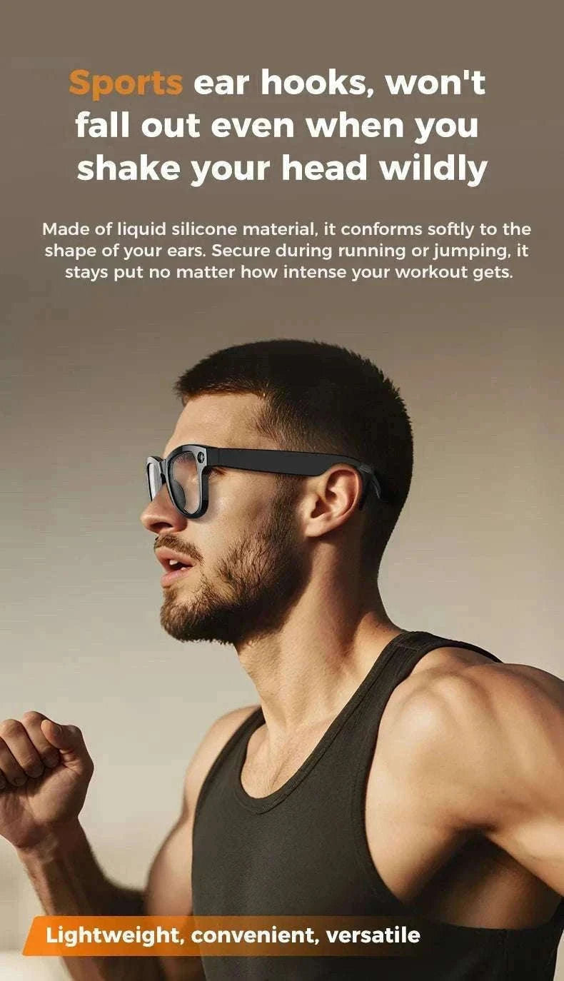 AI Smart Glasses with Camera, Translation & Bluetooth Audio-Black Color change A / CN
