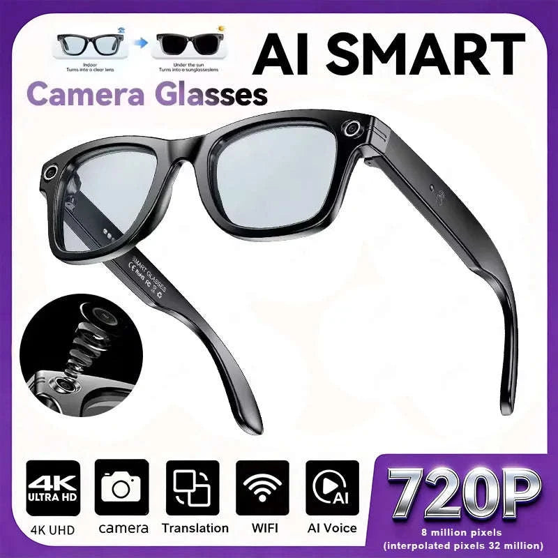 AI Smart Glasses with Camera, Translation, Bluetooth Calls & Video-Eyeglass lens / China Mainland
