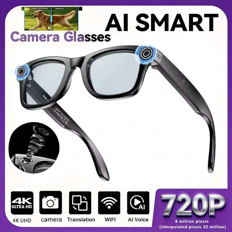 AI Smart Glasses with Camera, Translation, Bluetooth Calls & Video-Eyeglass lens / China Mainland