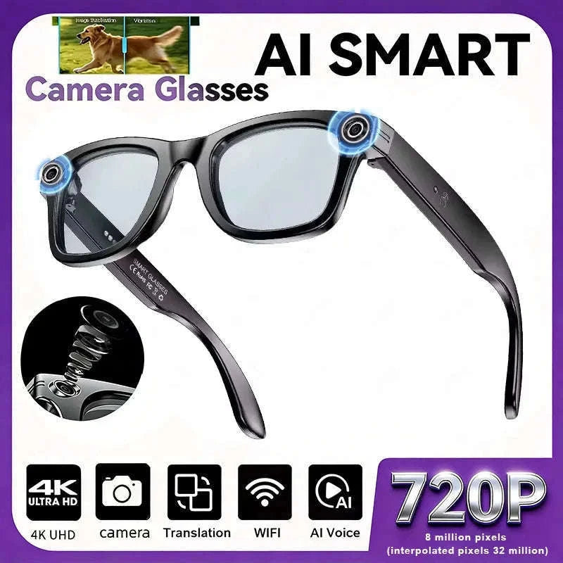 AI Smart Glasses with Camera, Translation, Bluetooth Calls & Video-Play blue light / China Mainland