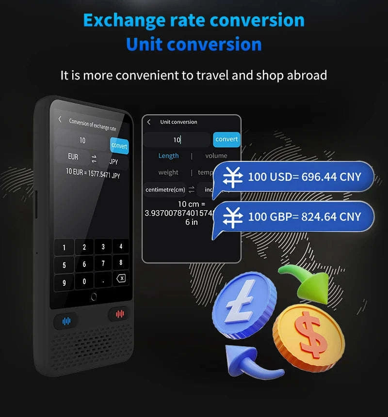 AI Voice Translator Device with Real-Time Two-Way Language Translation-Black / China Mainland