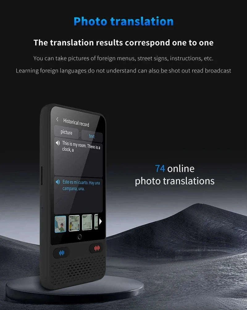 AI Voice Translator Device with Real-Time Two-Way Language Translation-Black / China Mainland