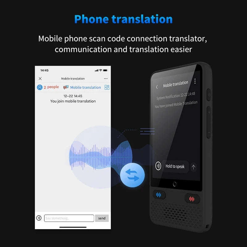 AI Voice Translator Device with Real-Time Two-Way Language Translation-Black / China Mainland