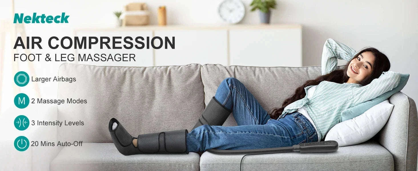 Air Compression Leg Massager for Calf and Foot Relief-GRAY / United States / US Plug