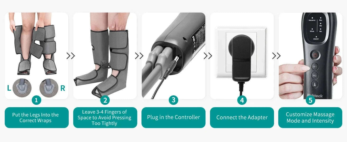 Air Compression Leg Massager for Calf and Foot Relief-GRAY / United States / US Plug
