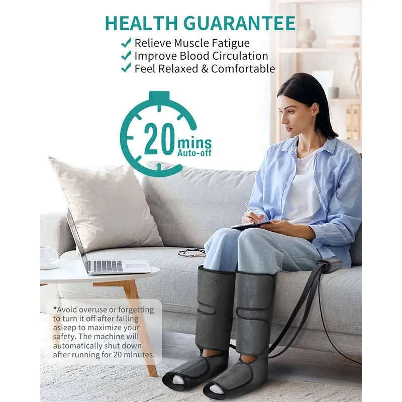 Air Compression Leg Massager for Calf and Foot Relief-GRAY / United States / US Plug