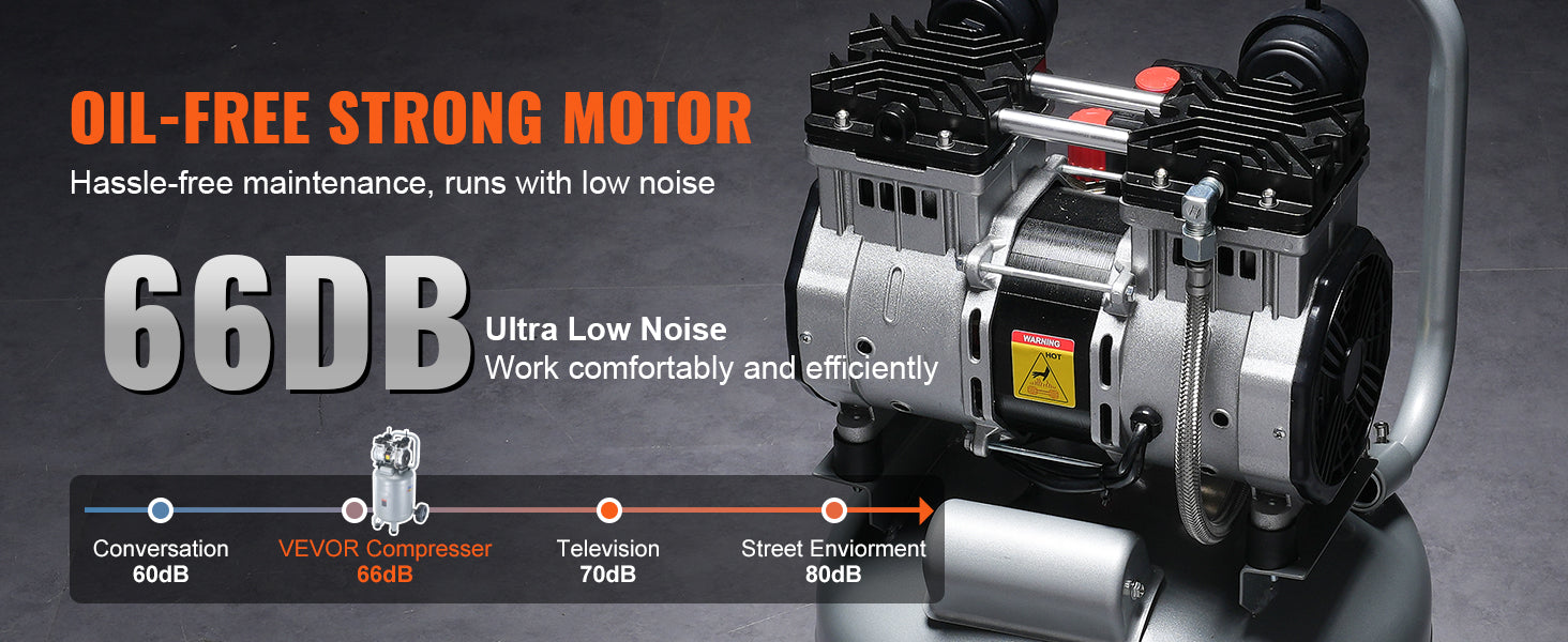 Bezolejový vzduchový kompresor 13 galonů, 2 HP, 125 PSI pro použití v garáži
