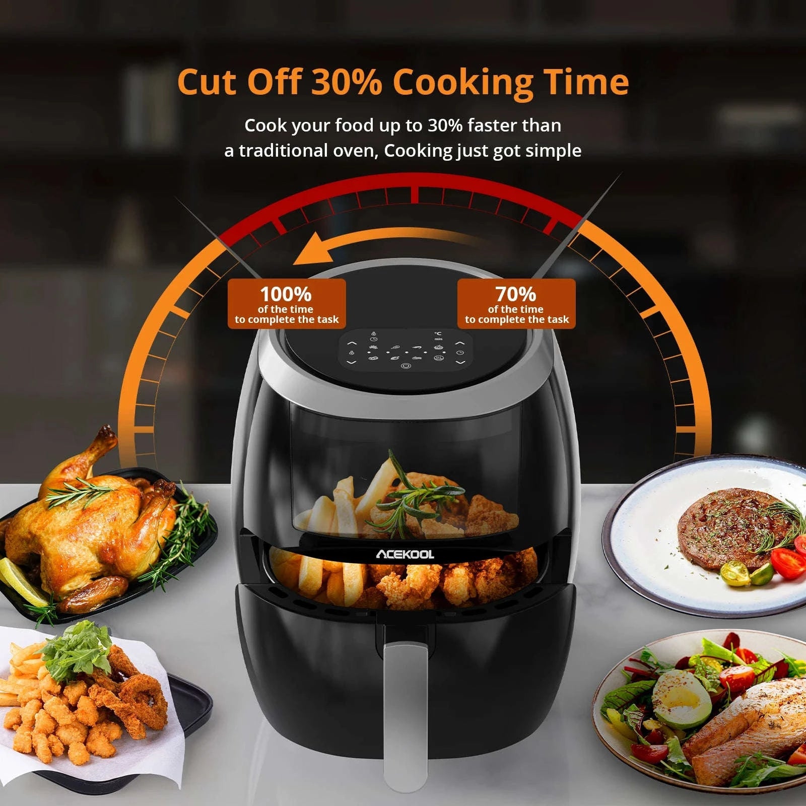 Air Fryer 8QT Oilless Cooker with Viewing Window and Digital Presets-Poland / EU