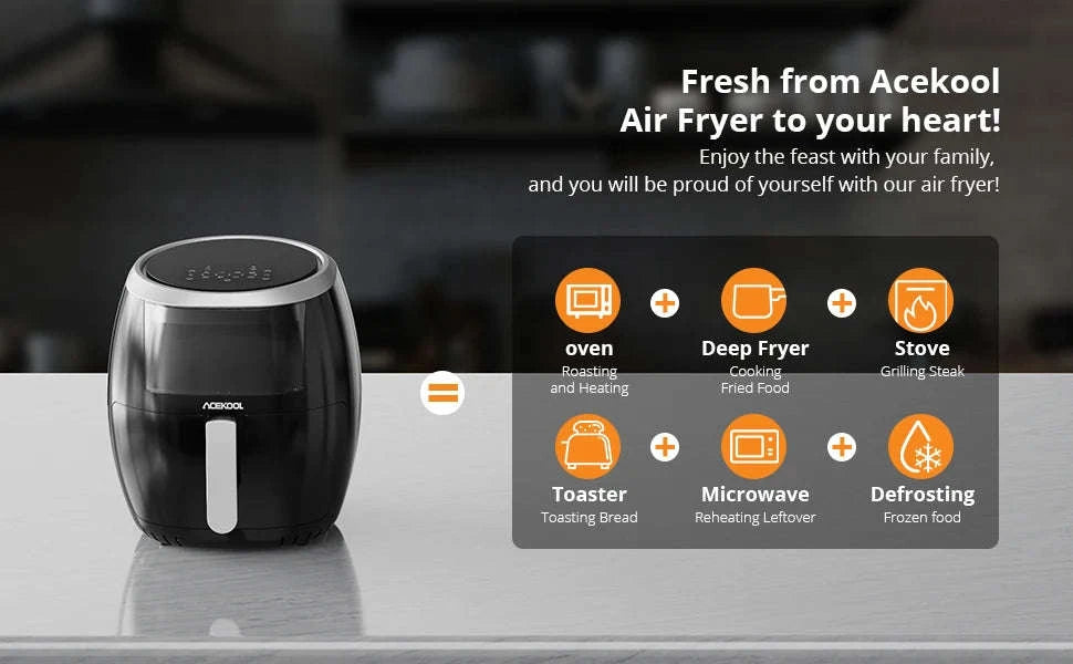 Air Fryer 8QT Oilless Cooker with Viewing Window and Digital Presets-Poland / EU