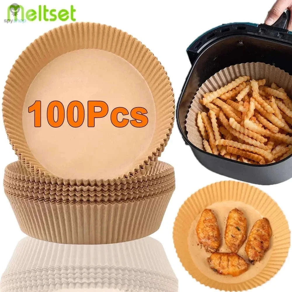 Air Fryer Paper Liners, Non-Stick, Greaseproof, 50 Pack-White 50Pcs-16cm
