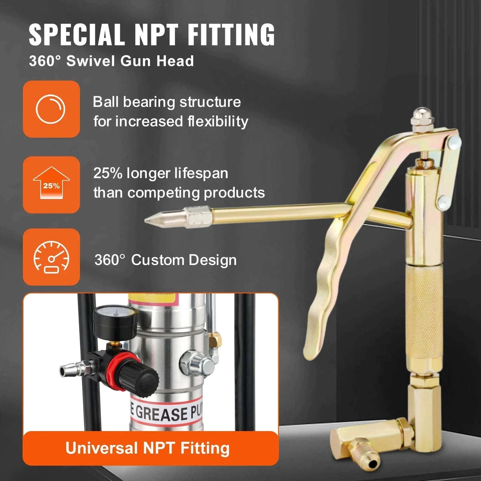Air Operated Grease Pump with Hose and Wheels, 50:1 Ratio-3 Gal / Germany