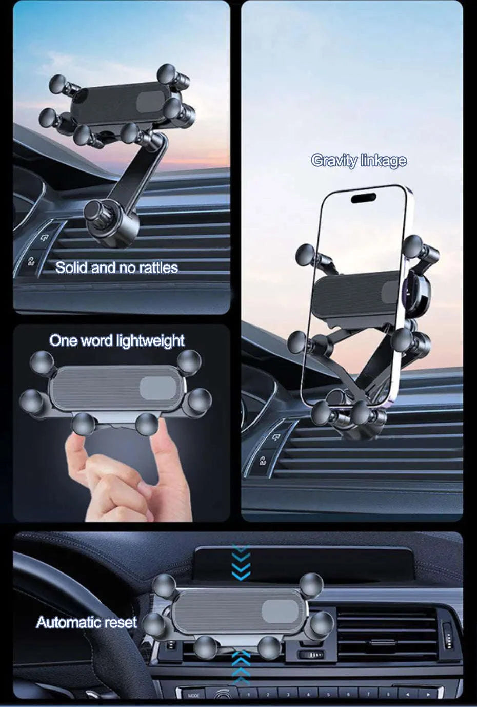 Air Vent Car Phone Holder for 4.7-7 Inch Smartphones-Short