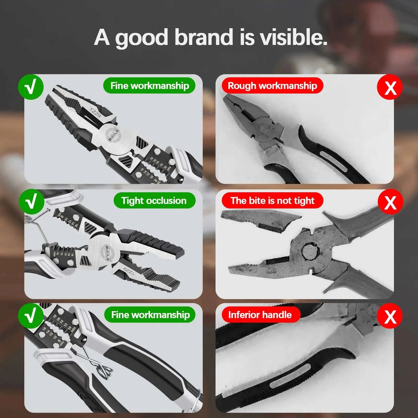 AIRAJ Multifunctional Electrician Pliers Set-3 pcs / United States