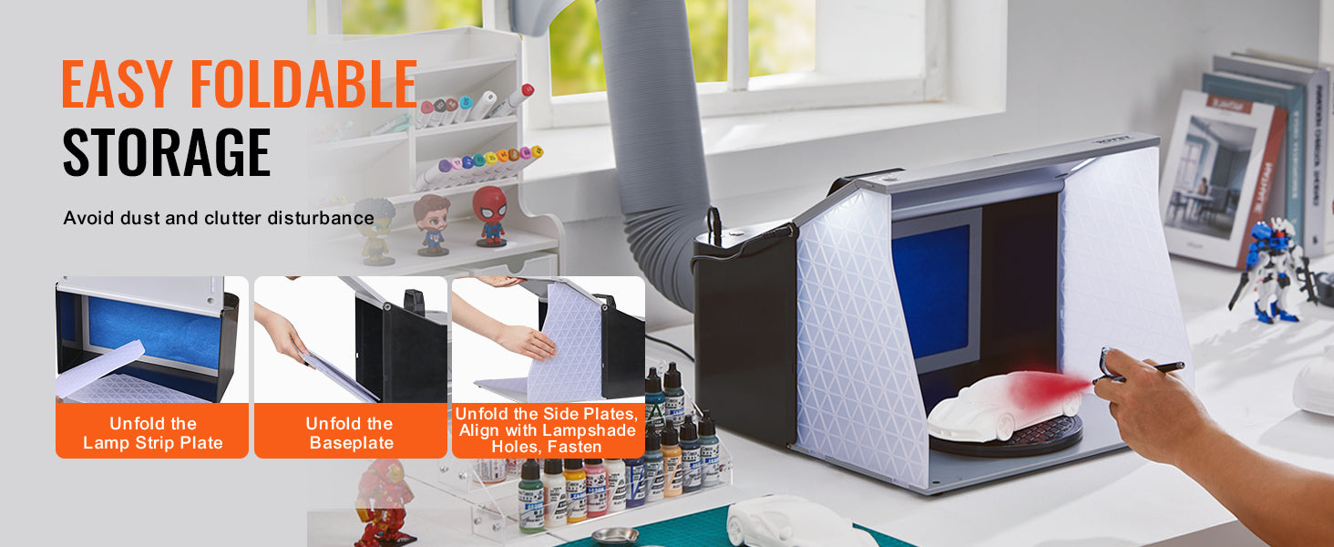 Prenosná airbrush striekacia kabína s dvojitými ventilátormi, LED svetlami a hadicou