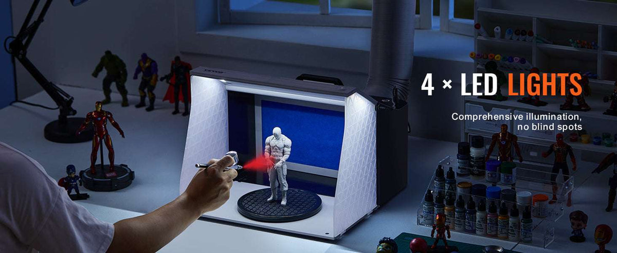 Airbrush Spray Booth Kit with LED Lights & Dual Fan Ventilation-spain