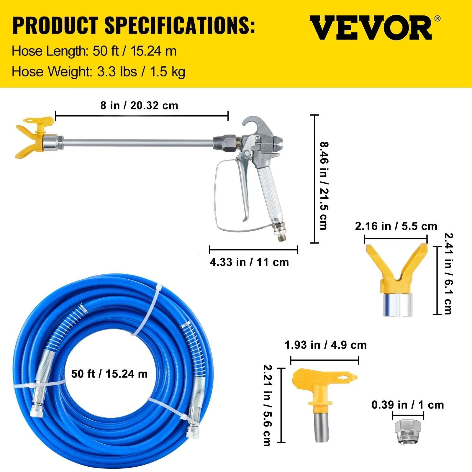 Airless Paint Spray Hose Kit 50ft 3600 PSI with 517 Tip & Rod-50ft / CZECH REPUBLIC
