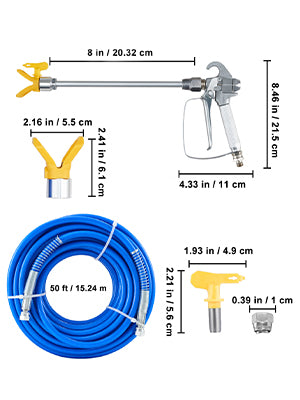 Sada hadice na bezvzduchové striekanie farby 50 stôp 3600 PSI s tryskou 517 a tyčou