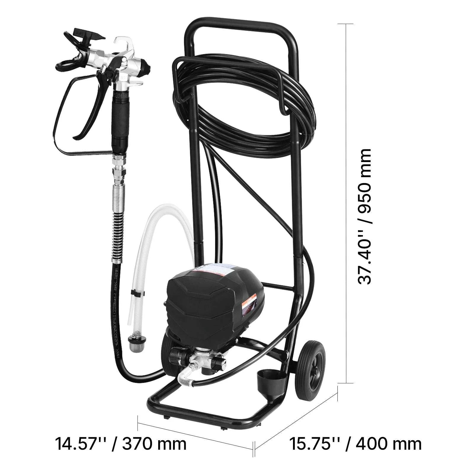 Airless Paint Sprayer with Cart High Pressure 3000–3300 PSI-650W 0.32GPM / United States