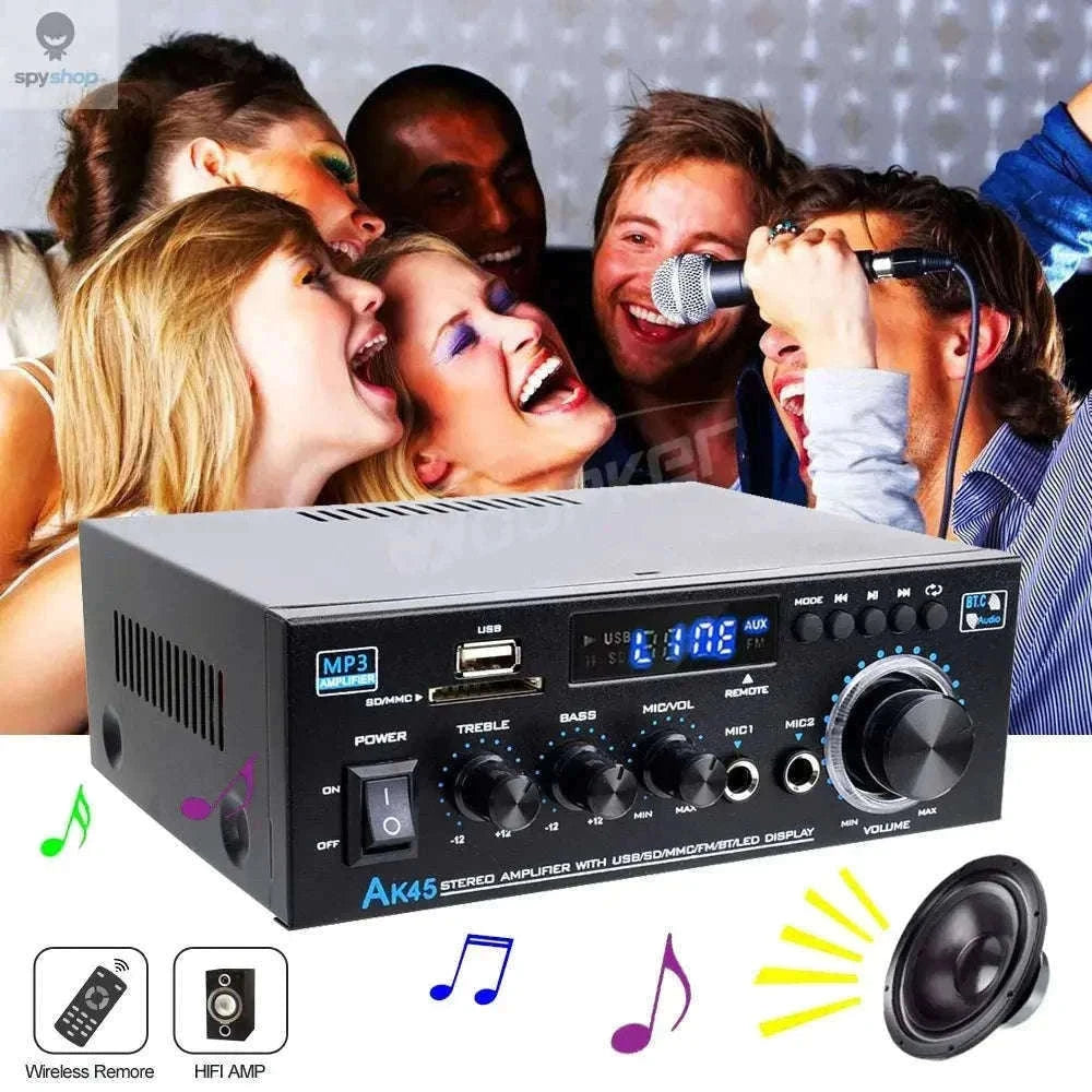 AK45 HiFi Bluetooth Amplifier with Multi-Input Stereo Sound-UK Plug