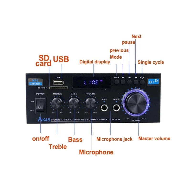 AK45 HiFi Bluetooth Audio Amplifier-Default Title